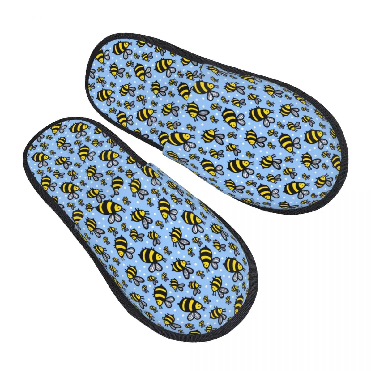 

Blue Scattered Bees Pattern Guest Slippers for Bathroom Women Custom Print House Shoes