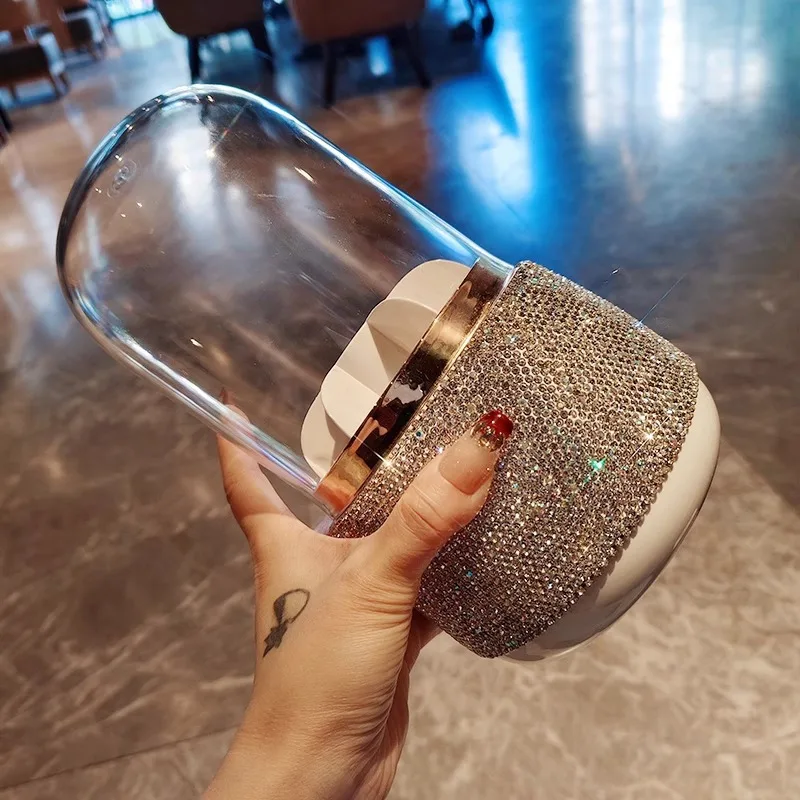 Rotating Makeup Brush Storage Bucket, High Appearance Level, Diamond-encrusted, Dust-proof Lipstick Eyebrow Pencil