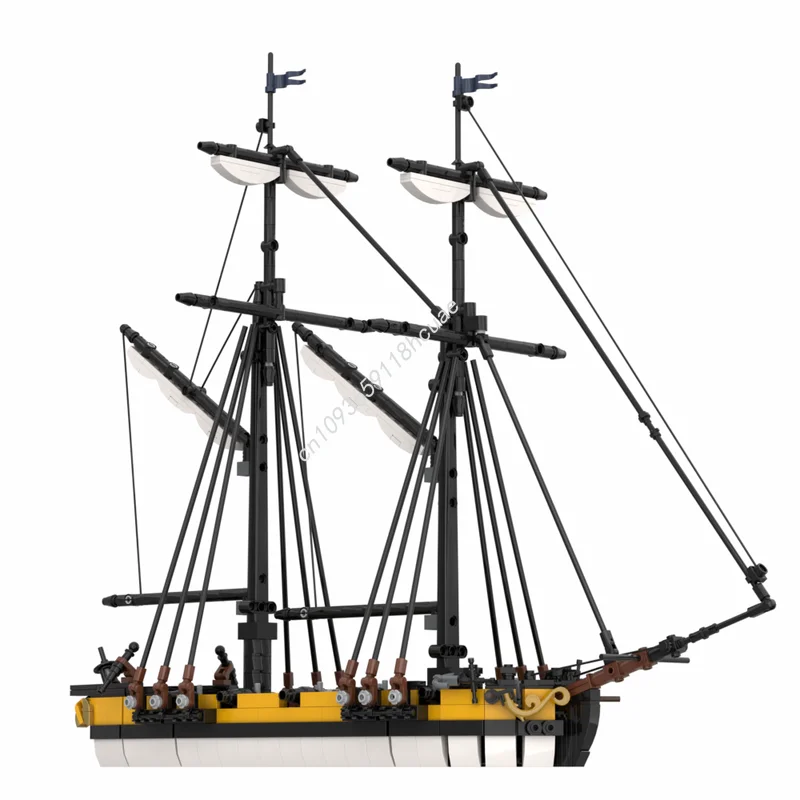 1383PCS MOC Pirate HMS Dart Royal Navy Chartered War Cutter 49,7 X 41,3 X 16,1 cm Modell Bausteine stapeln Ziegel Kreative