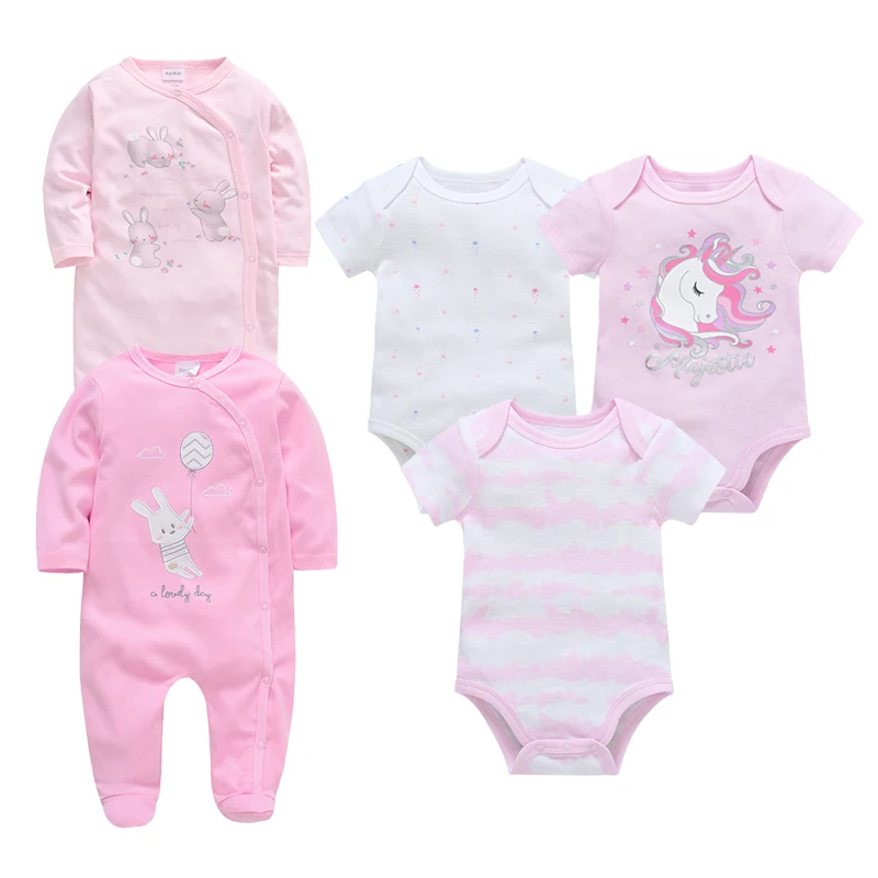 1/3/5Pcs Baby Rompers Girls Pink Clothing Newborn Bodysuit 100 Cotton Girls Unicorn Pajamas Overalls 0-12 Months Free Shipping