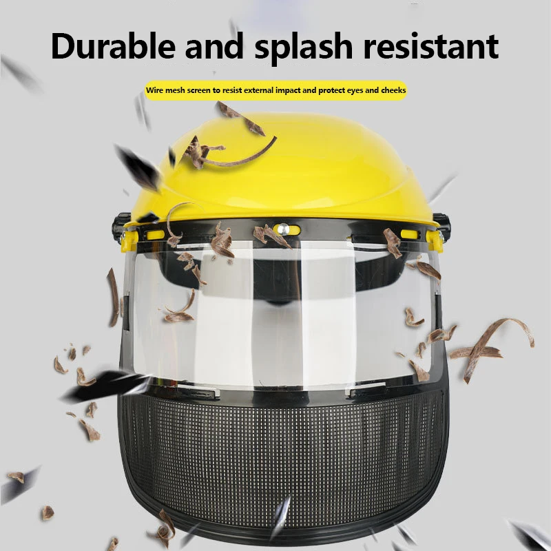 1 Pc Garden Grass Trimmer Safety Helmet Hat With Full Face Mesh Protective Mask For Logging Brush Cutter Forestry Protection