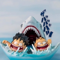 6.5cm/2.6in Anime Dragon Ball Z Son Goku Krillin Shark Attack Water Escape Figure Collectible DBZ Action Figure