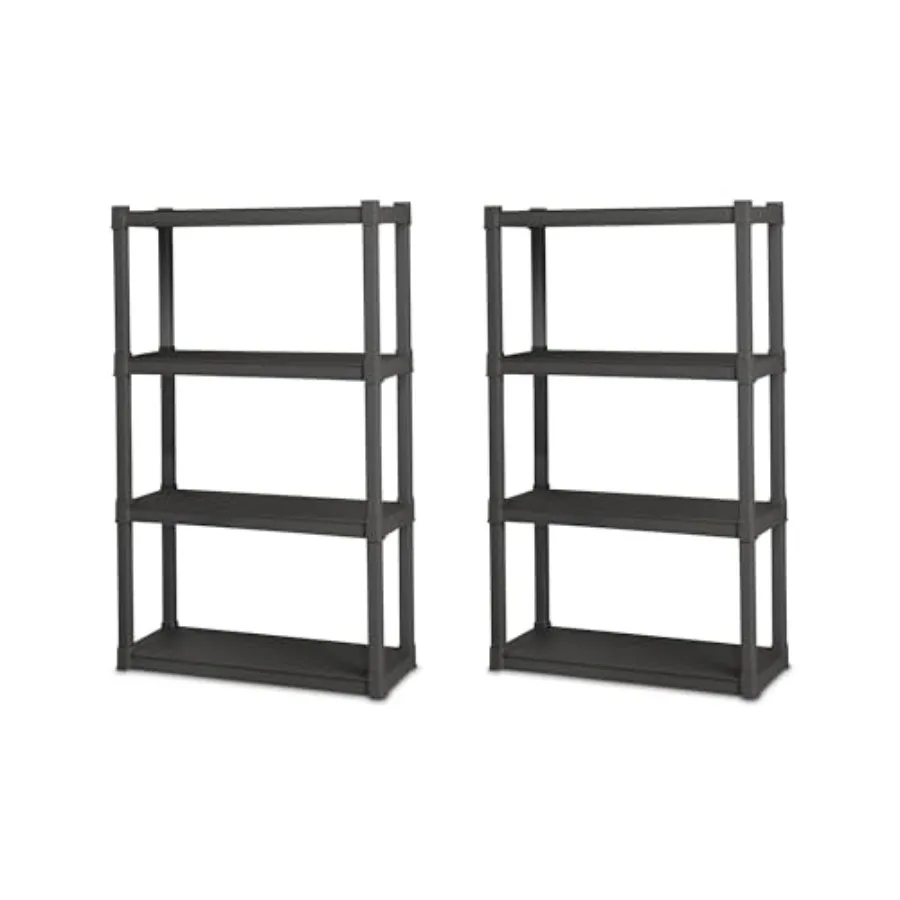 

2-Pack 4 Shelf Unit Heavy-Duty Shelving Storage and Utility Rack - Standing Plastic Organizer Shelves for Kitchen Bathroom and