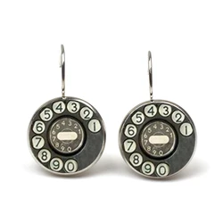 Fashion Vintage Telephone Earring Dangle Handmade Glass Retro Telephone Dial Classic Stud Earrings Women Jewellery Wholesale