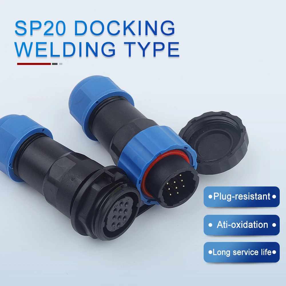 

SP20 Waterproof Aviation Connector Docking Welding Type Outdoor Plug Socket Male Female Panel Mount 1/2/3/4/5/6/7/9/10/12/14 Pin