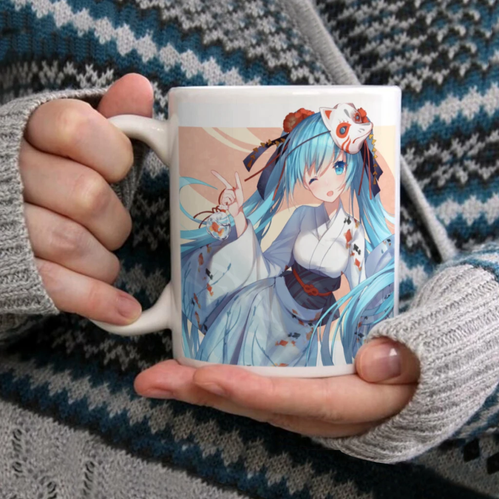 

Anime Hatsunes Mikus Ceramic Mug Perfect for Coffee Tea Double Sided Design for Unique Gift Idea