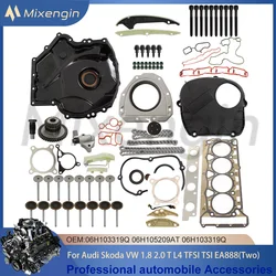 Fit Audi Volkswagen 1.8 2.0 L T TFSI EA888 Engine Parts Timing Chain Cover Upper Lower Head Gasket Set Intake Exhaust Valves Kit