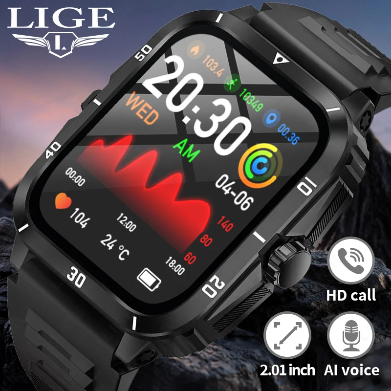 

LIGE Health Smart Watch Heart Rate Blood Pressure Blood Oxygen Monitoring Bluetooth Call Men Women Smart Watch Waterproof Watch