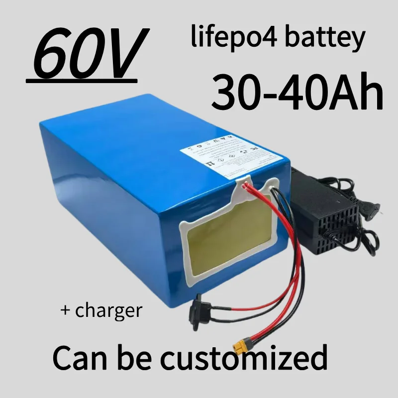 lithium 60v 40ah 30ah 25Ah lifepo4 battery with BMS Deep cycle for 2500w 1500w bike scooter Tricycle Go Cart vehicle +5A charger