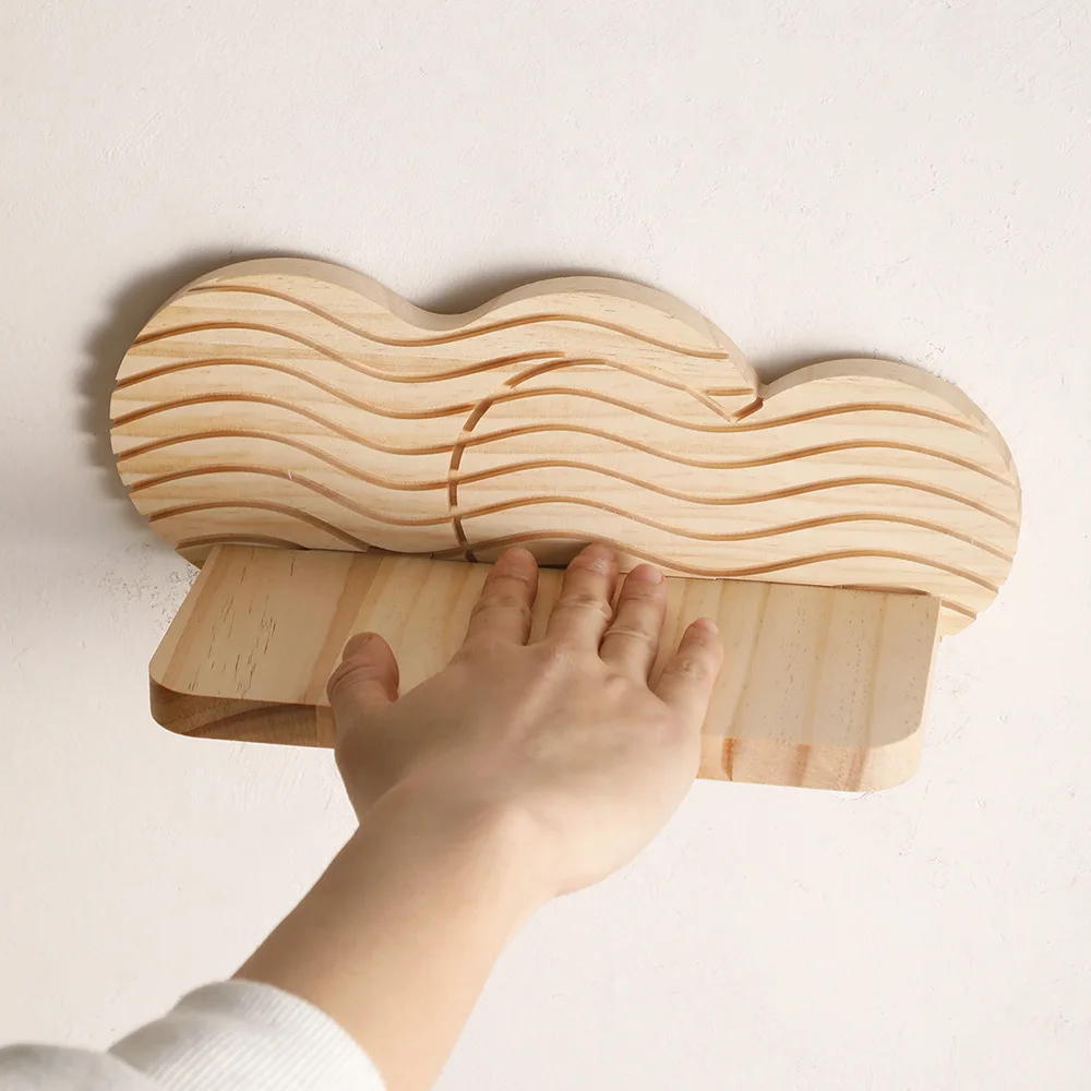 Love Shape Creative Pine Wall Pot Shelf, Wooden Crafts Home Decor Bedroom Decoration
