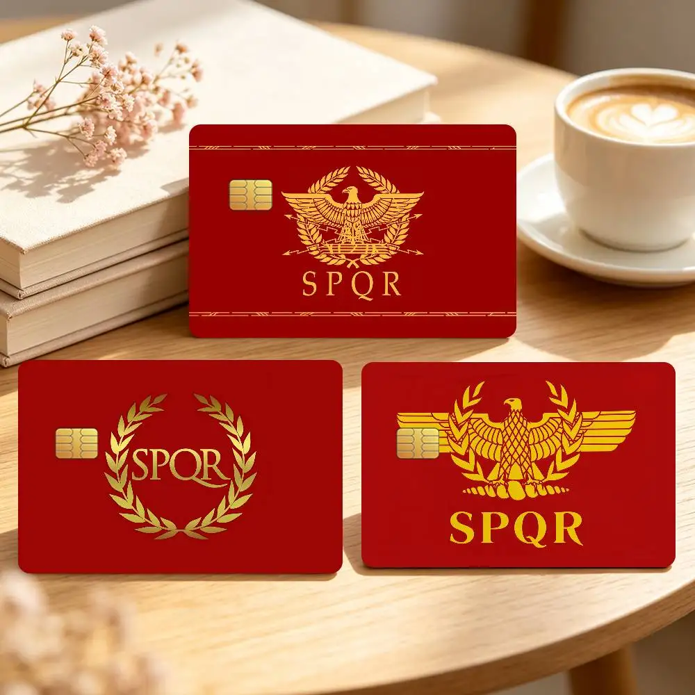 Gold Imperial Eagle Rome SPQR Credit Card Sticker Waterproof Anti-Scratch 4PCS Bank Debit Traffic Cover Decoration