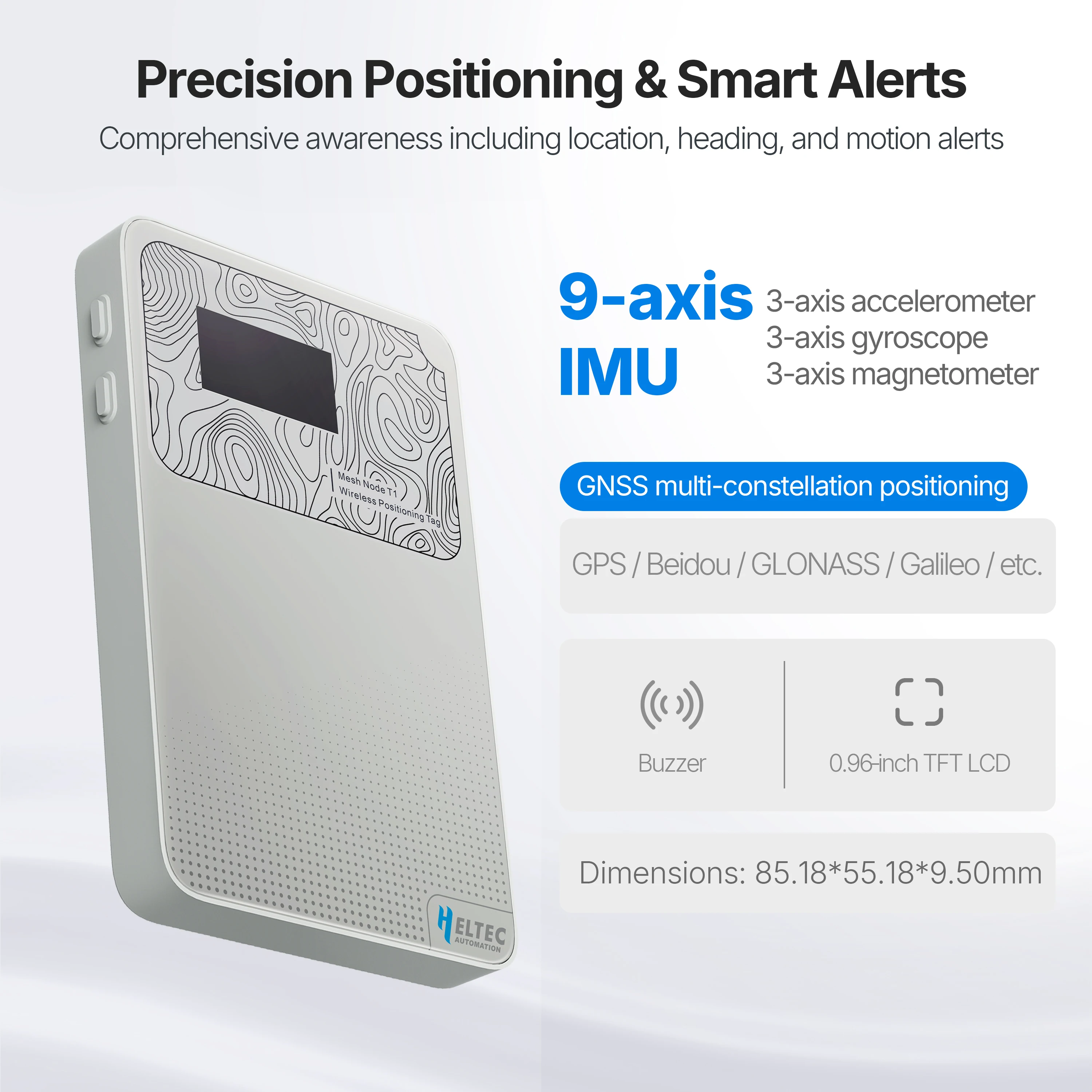 Heltec Mesh Node T1 LoRa Device nRF52840 SX1262 IP65 Protection UC6580 GNSS BLE Real-time Tracking Support MeshCore Meshtastic