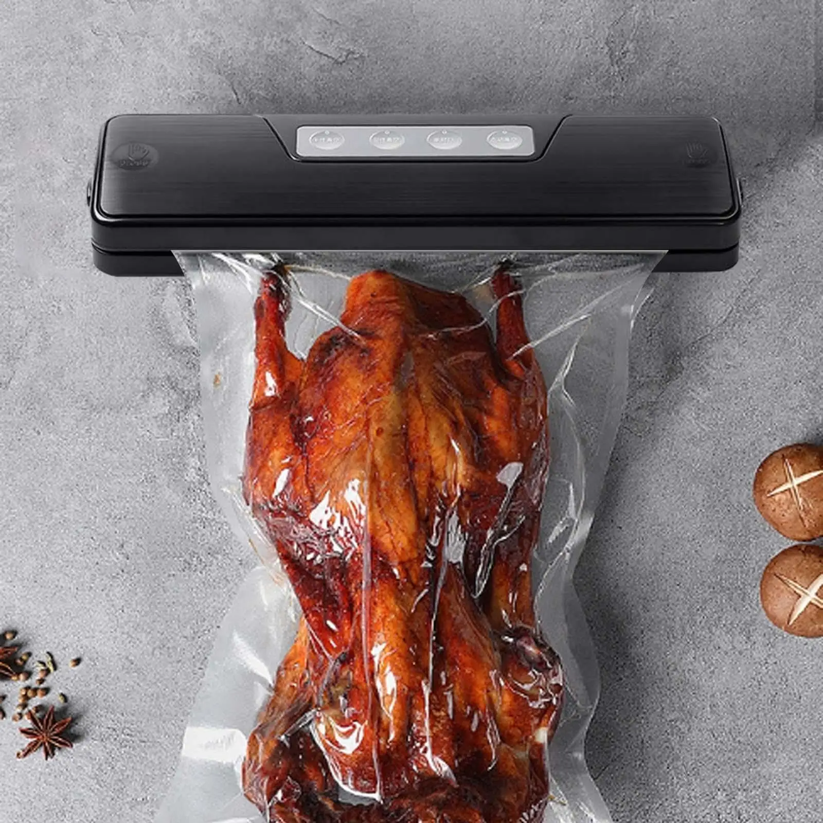 Scelleuse sous vide alimentaire avec 10 sacs, scelleuse de sacs de rangement automatique légère pour légumes, fruits de mer, viande et Fruits