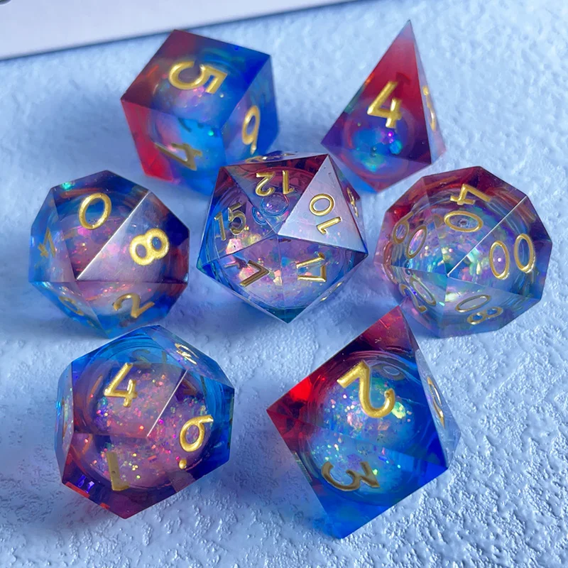 7PCS DND Dice Sets Polyhedral Liquid Quicksand for Dungeons And Dragons RPG Dice For Table Games Boardgame Toys Gift Accessories 2