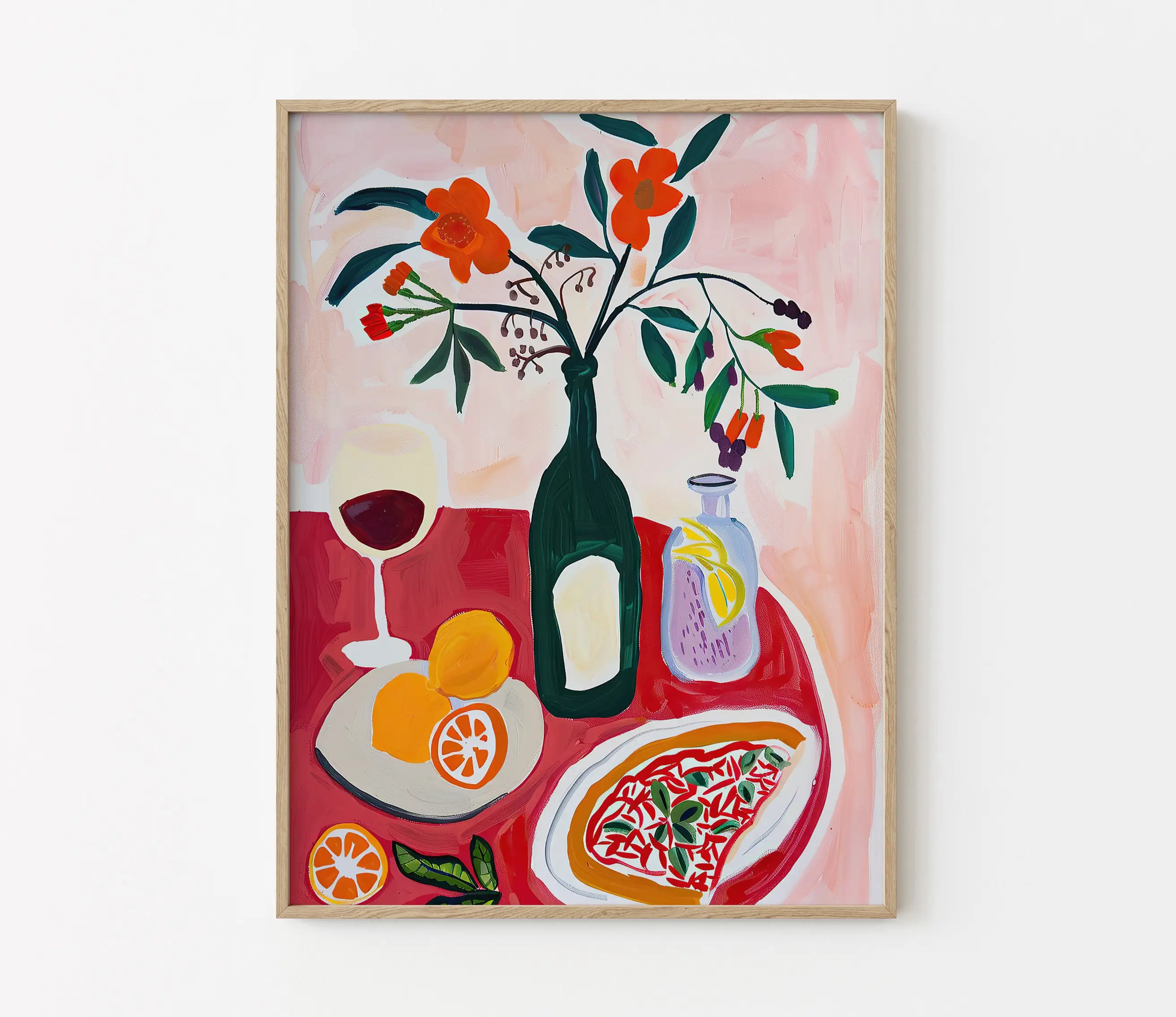 مجردة عشاء الجدول الغذاء البيتزا النبيذ الفاكهة المشارك طباعة صور فنية للجدران قماش اللوحة غرفة المعيشة غرفة نوم ديكور المنزل هدية #3