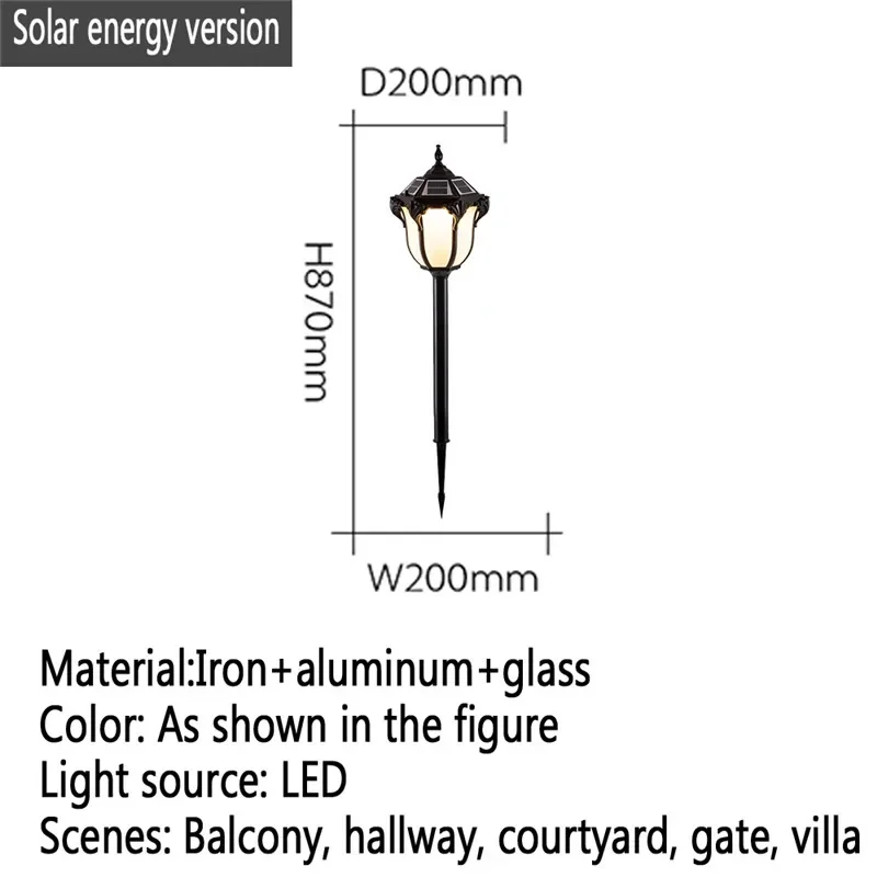 TYLA-Contemporary Outdoor Solar Lawn Lamp, LED impermeável Villa, jardim pátio, residenciais Quarters