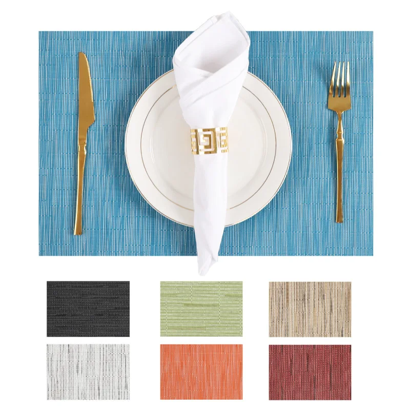 

Woven Vinyl Placemats Set Wipe Clean Wasahble Place Mats for Dining Table Heat Resistant Non Slip Table Mats 11.8 x17.7 inch
