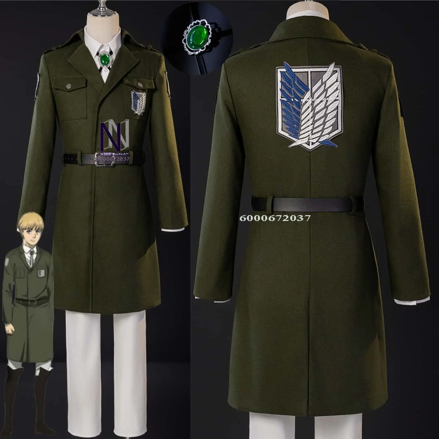 

Hot Manga Attack on Titan Cosplay Costume Anime Survey Corps Role Playing Clothes Military Green Uniform Suits for Men Comic Con