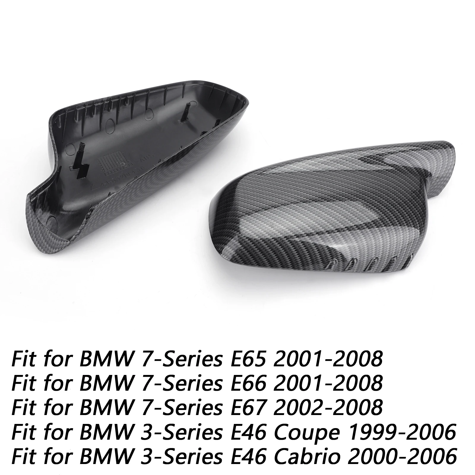 Pair Rearview Mirror Cover Cap for BMW 3 Series E46 Coupe Cabrio 7 Series E65 E66 745i 750i 51167074236+51167074235