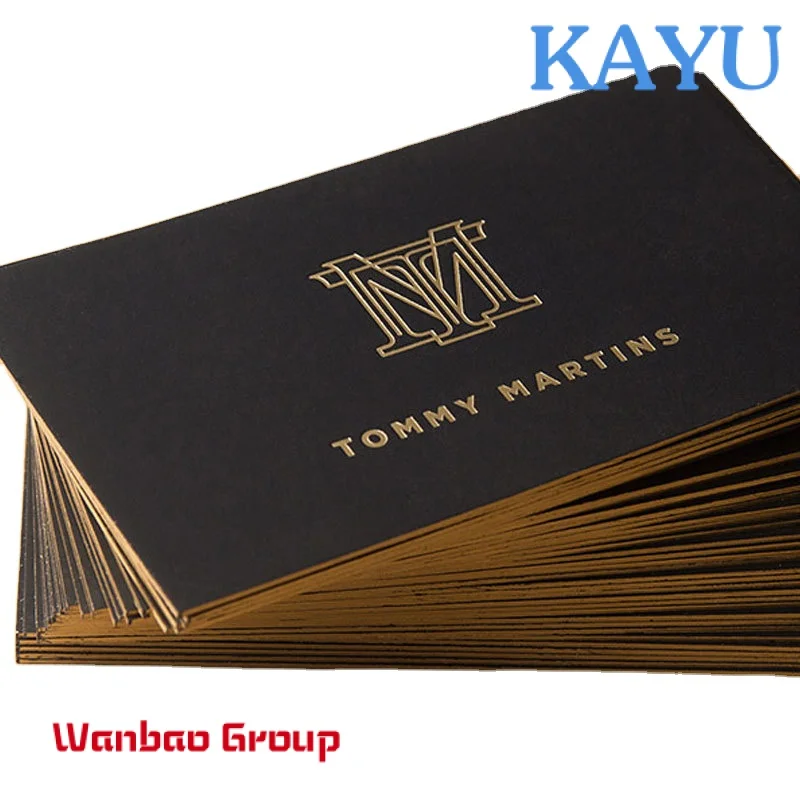 

Custom Custom Luxury Black Gold Foil Recycled Business Card Printing with Golden Border