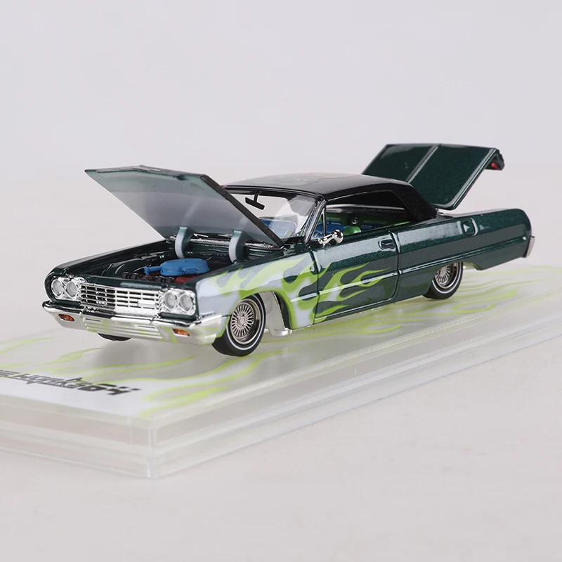 FineWorks 1:64 Chevrolet Impala Rat Fink Lackierungsschema, offene, vollständig zu öffnende Türen, Modellauto aus Legierung