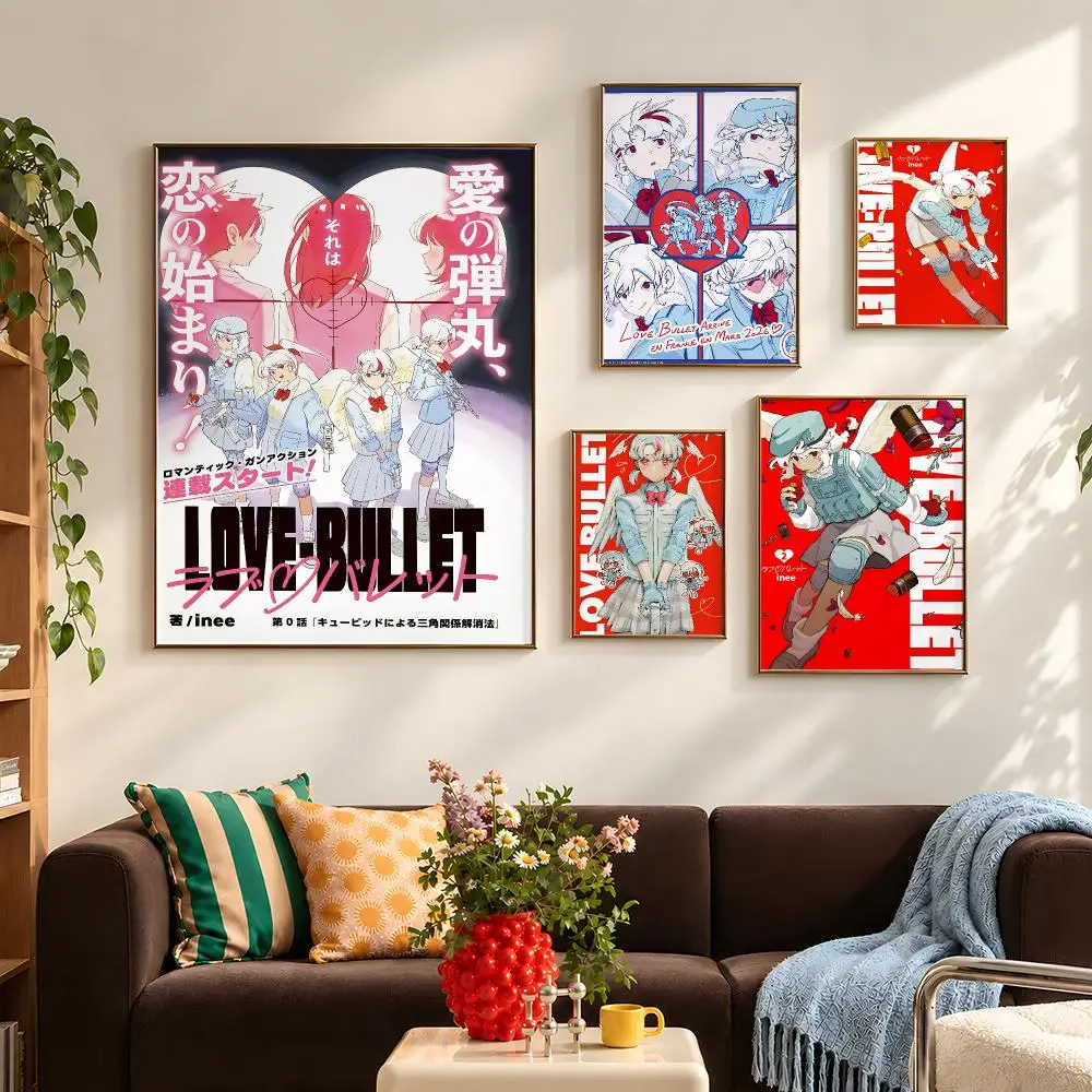 Manga Love Bullet Fantasy Romance Poster Self Adhesive PP Wall Art HD Gaming Room Bedroom Living Room Decor Apartment Gift