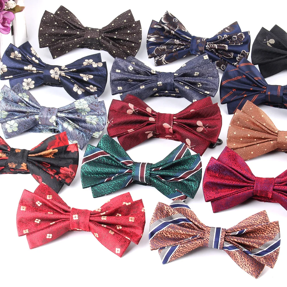 Floral Bow tie For Groom Fashion Striped Bow ties For Men Women Shirt Bow knot Adjustable Adult Bowties Cravat Groomsmen Bowtie