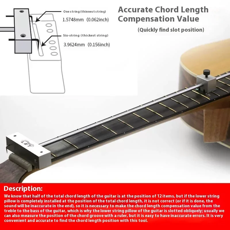 1pcs Folk Wooden Guitar String Length Measurement Compensator String Pillow Groove Compensation Sliding Rod Calibration Ruler