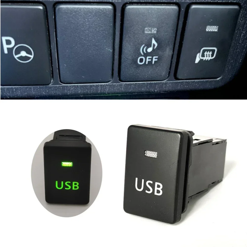 

For Toyota PRADO Car Accessories Car Green LED Light USB Push Switch Button with Connection Wire