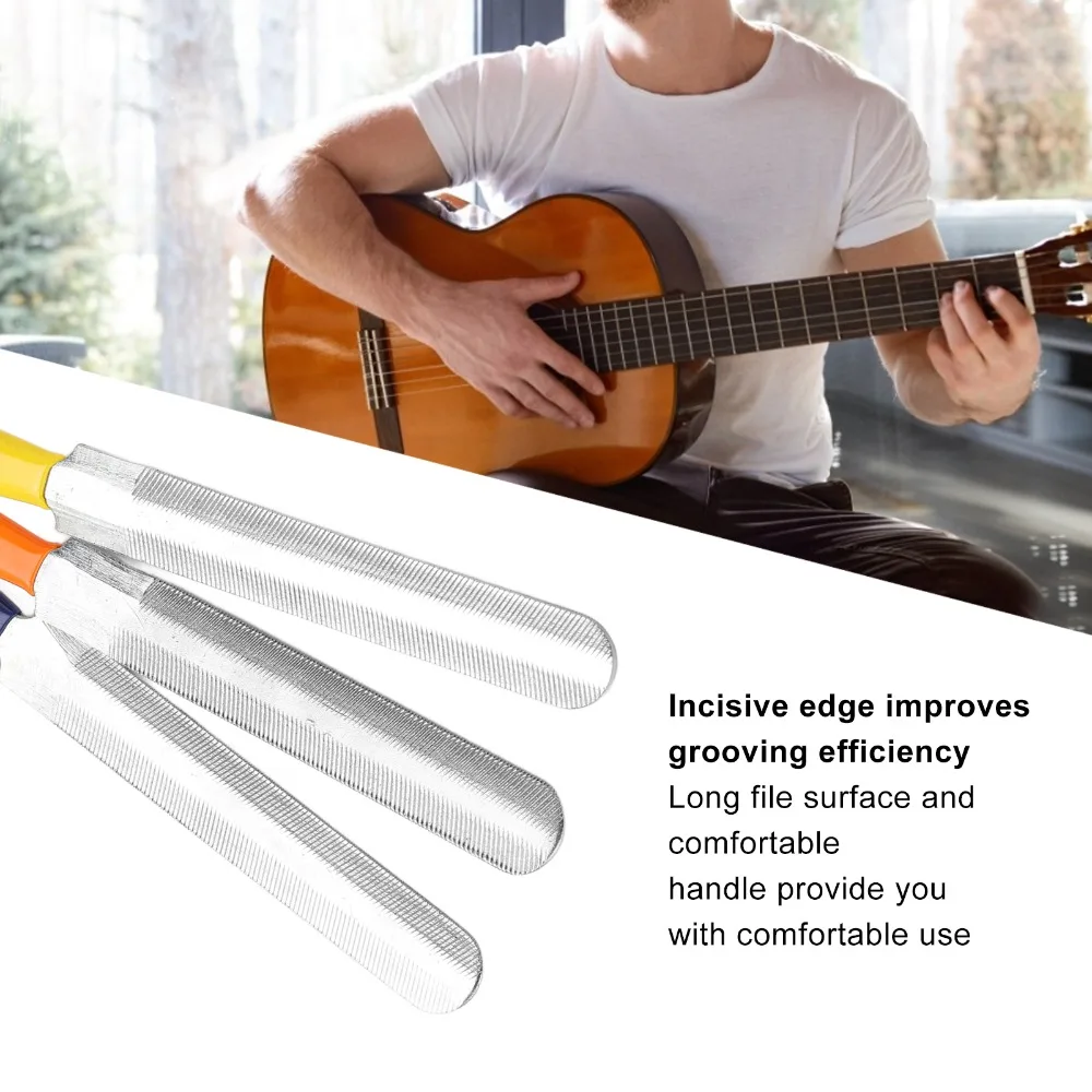 3PCS Plastic+Stainless Steel Guitar Nut File Portable Design Assorted colors Guitar Repair Tool Bridge Repair Tool For Luthiers