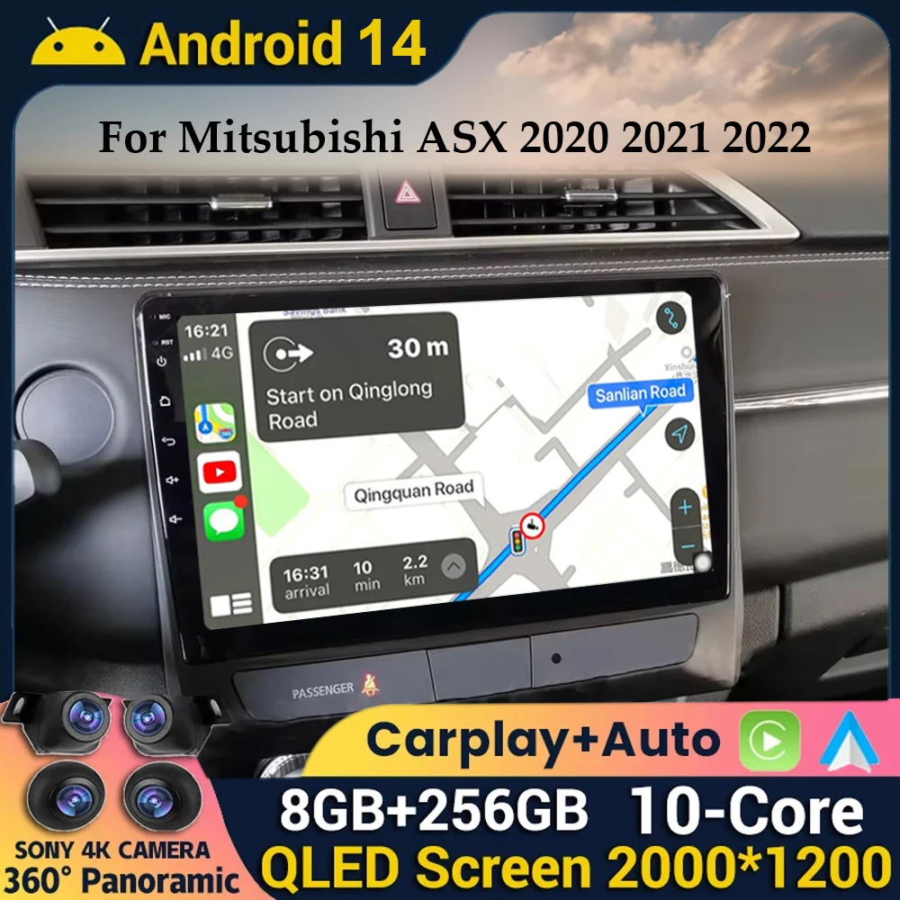 

Android 14 Car Radio For Mitsubishi ASX 2020 2021 2022 Multimedia Stereo Video Player 4G WIFI GPS Navi Carplay Auto 360 Camera