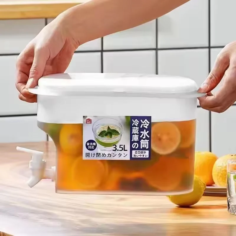 3.5L Large Capacity Cooler Bucket Refrigerator Cold Water Kettle with Faucet Fruit Beverage Cold Drink Ice Bucket Tea Kettle
