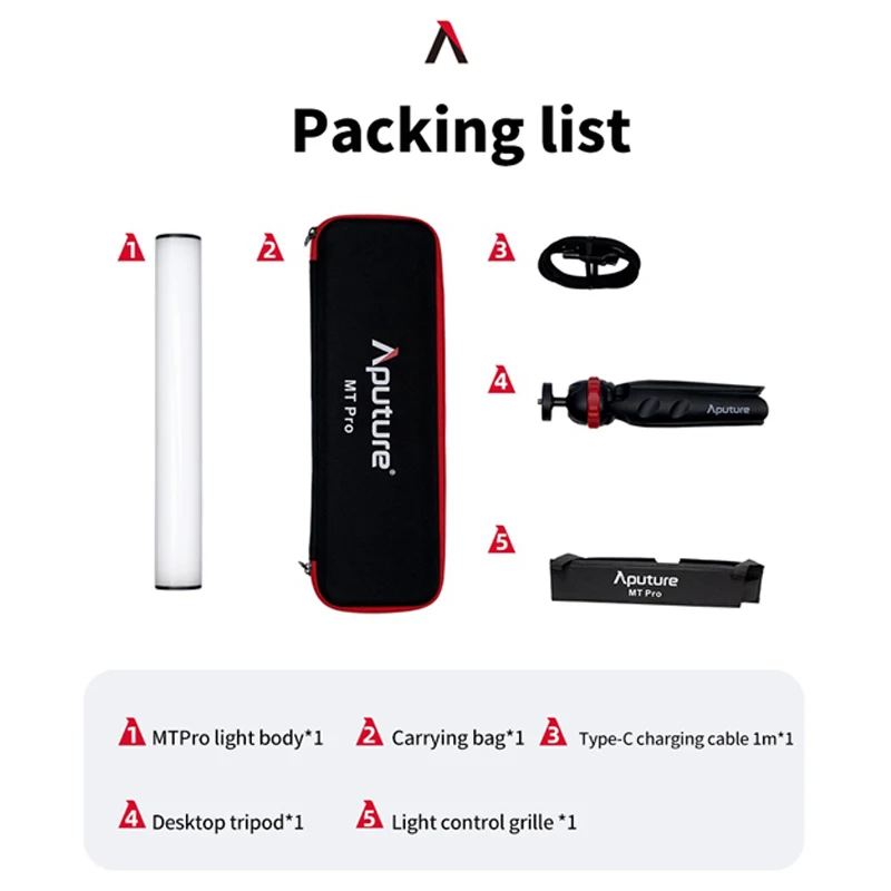 Aputure MT Pro Mini LED Tube Light Full-color RGBWW 36 Pixels Magnetic Attraction Light Stick Flashlight for Video Shooting