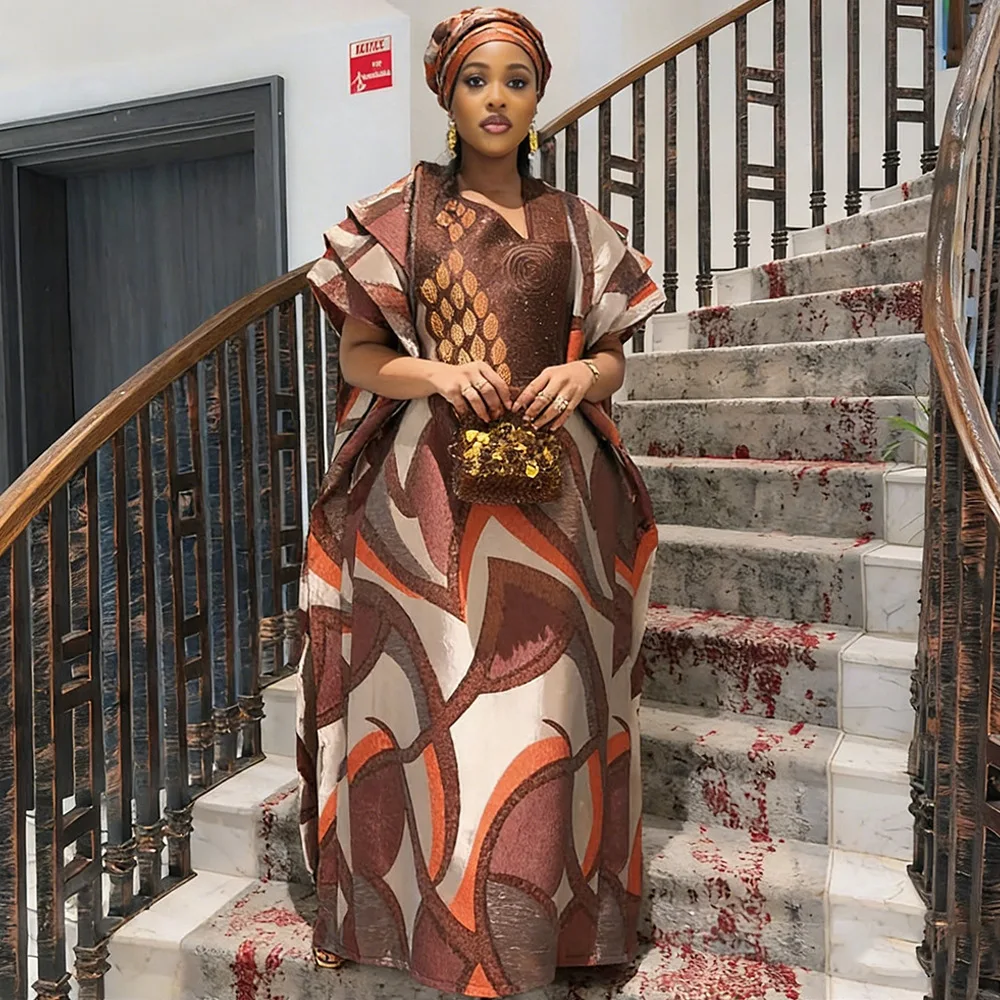 

Африканские вечерние платья для женщин, халат с блестками Анкары, 2026, роскошное платье больших размеров, элегантное мусульманское длинное платье для свадебной вечеринки в Турции