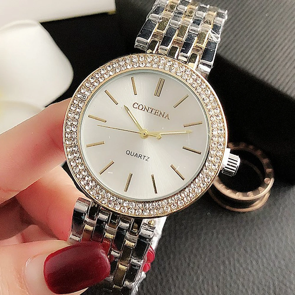 Women\'s Watches Luxury Stainless Steel Rhinestone Women Quartz Wristwatches Fashion Top Brand Ladies Bracelet zegarek damski