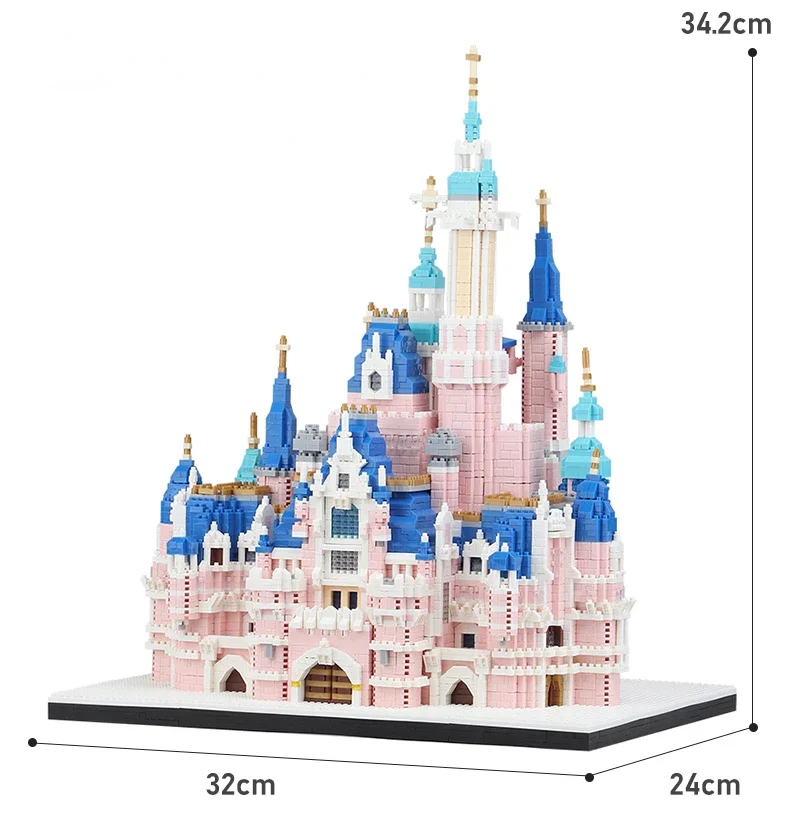 6300PCS Light Large Castle Micro Building Blocks Pink Series Castle Church Diamond Blocks Construction Toys for Girls Adult Gift