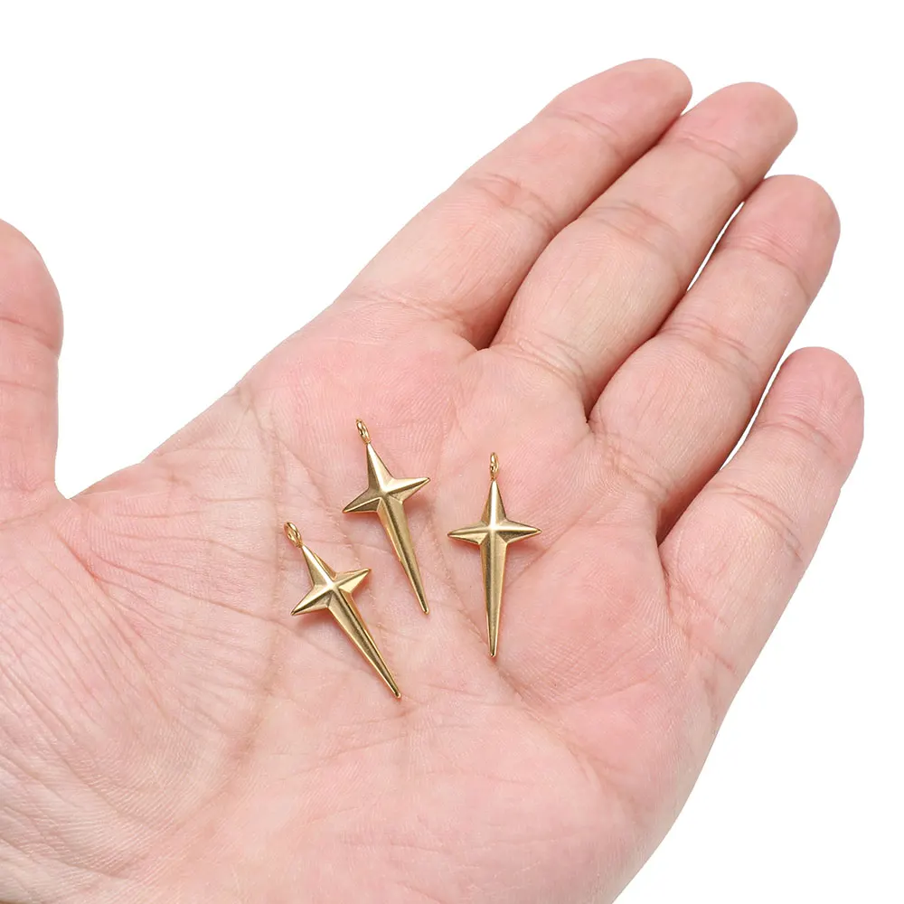 5Pcs Stainless Steel Gold Color Long Star Charms Pendant for DIY Pendants Necklace Jewelry Making Wholesale