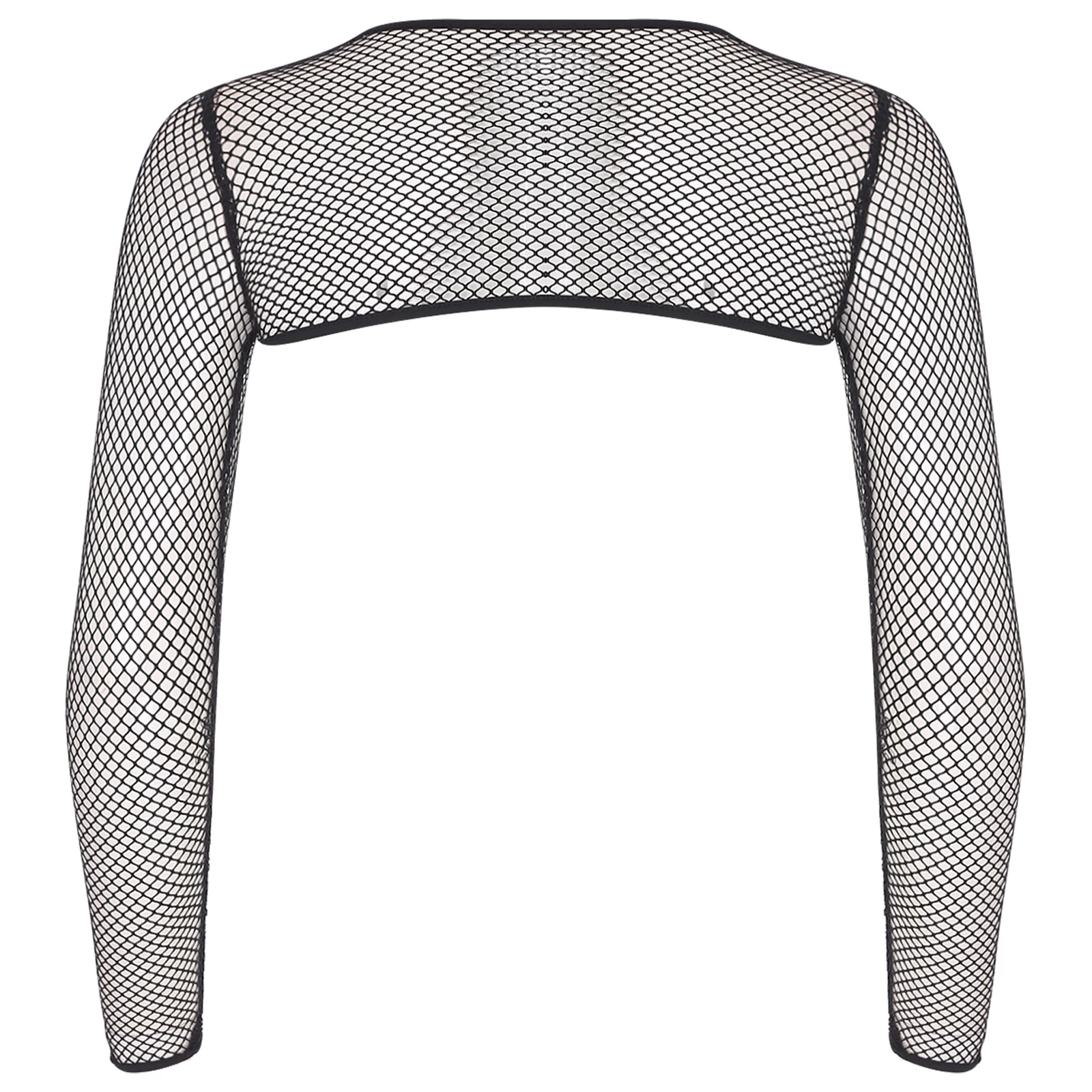 رجل انظر من خلال شبكة صيد السمك أعلى طاقم الرقبة طويلة الأكمام الكتف التفاف تجاهلت الرقص المحاصيل الأعلى كلوبوير للرقص ملهى ليلي القطب