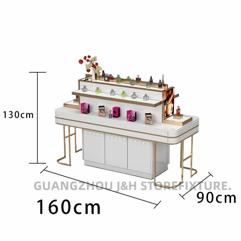 New Custom Design Cosmetic Retail Counter Makeup Shop Indoor Display Furniture Cosmetic Display Cabinet