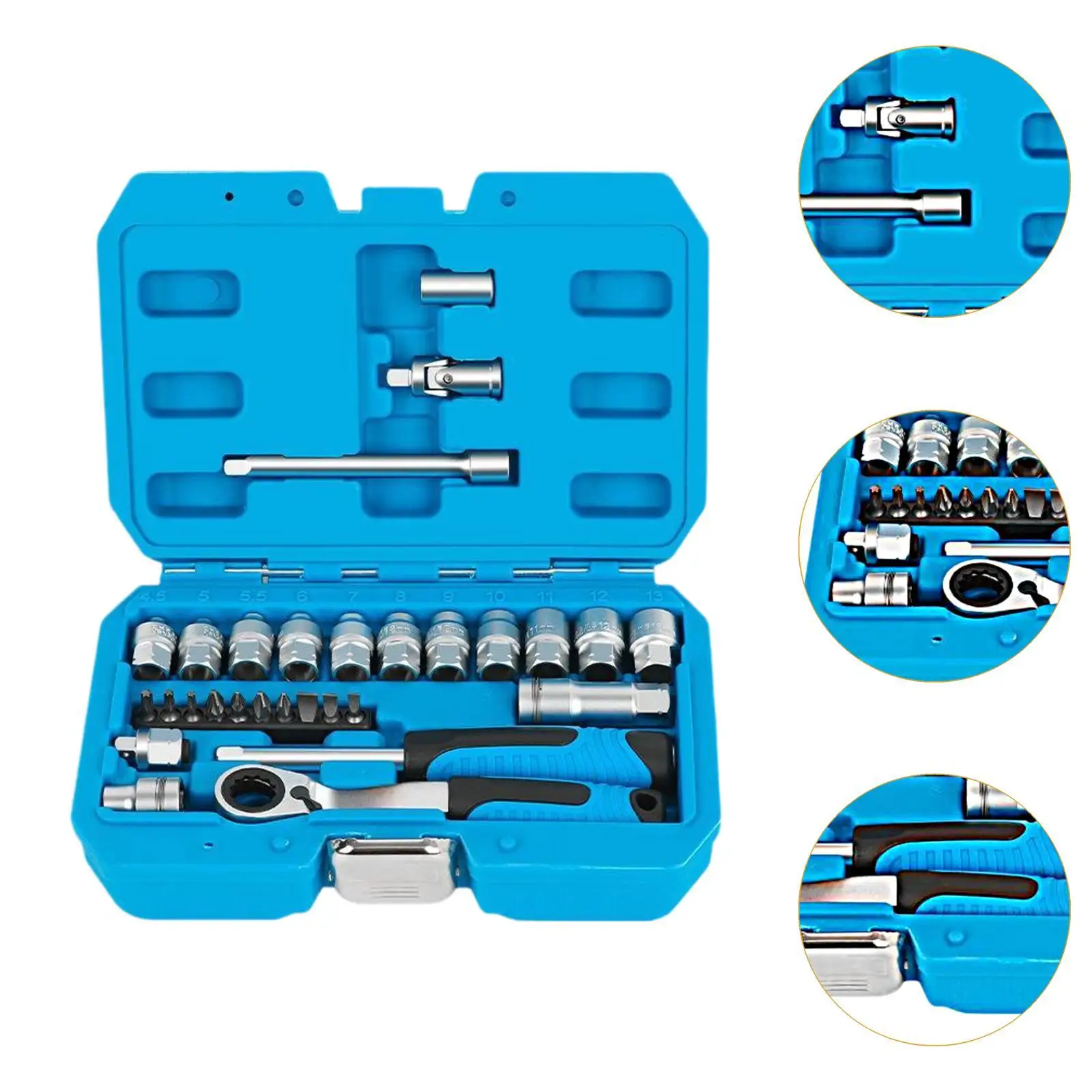 29Pcs/set Through Hole Ratchet Socket Combination Set Two-Way Wrench 12 Angle Socket Wrench Set for Bicycles Trunk Vehicles