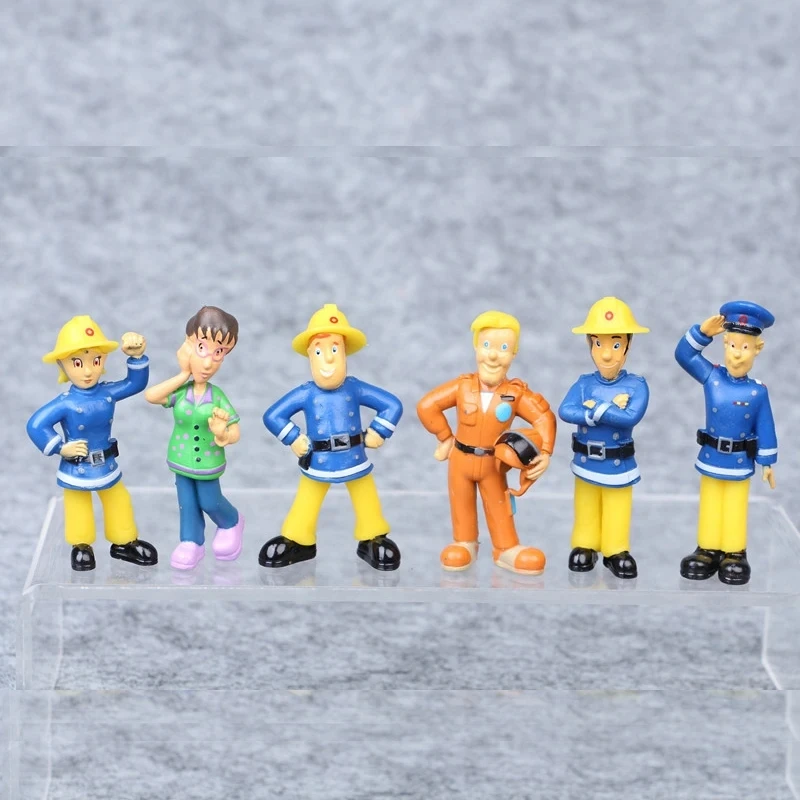 12Pcs/set Fireman Sam Cartoon Anime Fire Fighting Figure Model PVC Doll Toys Boy Girl Toy For Kids Birthday Xmas Gift