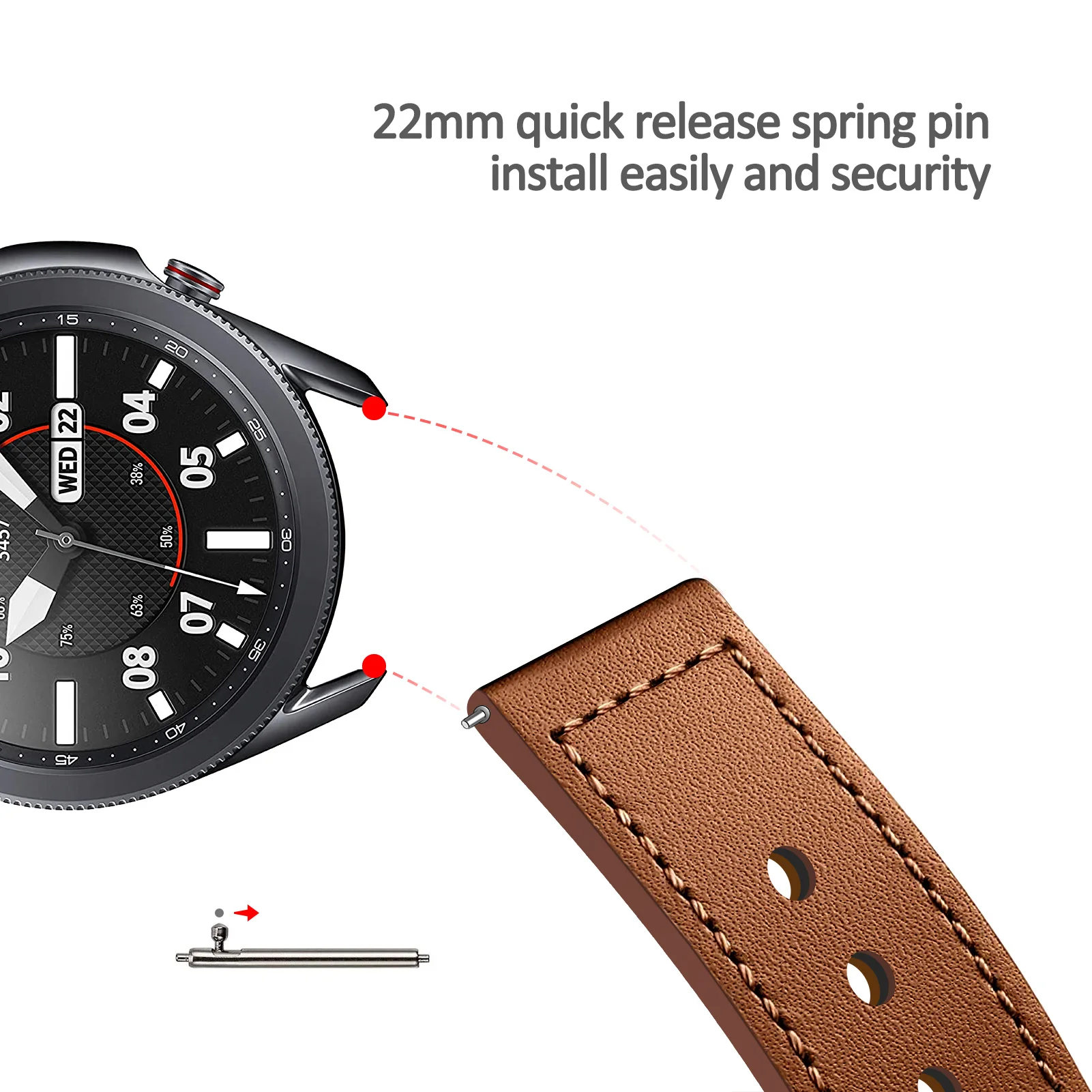 Leather Strap For samsung Galaxy watch 4/5 44mm 40mm/5 pro/Gear S3 frontier 22mm 20mm bracelet Huawei watch gt 2 3 pro 46mm band