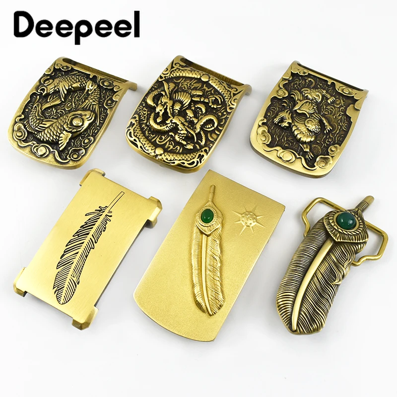 1Pc Deepeel 39/40mm Stainless Steel Pure Brass Belt Buckles for Men's 37-38mm Belts DIY Leather Belts Craft Hardware Accessories