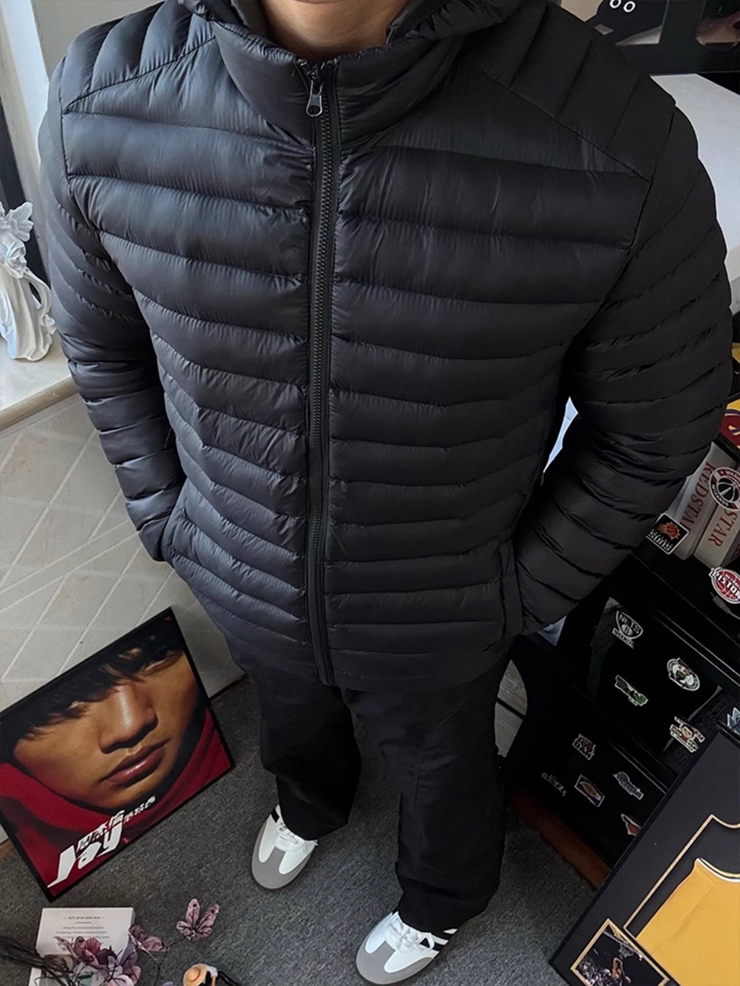 

Bla Lightweight Hooded down Jaet Men's Autumn Winter Outdoor Low-profile White Du Feather Coat Waterproof Youth Trend P...