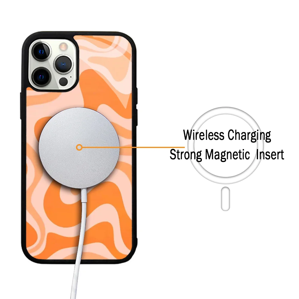 Abstract Swirl Pattern Phone Case For IPhone 11 12 13 14 15 Plus Pro Max Mirror Acrylic Cover For Magsafe Wireless Charging