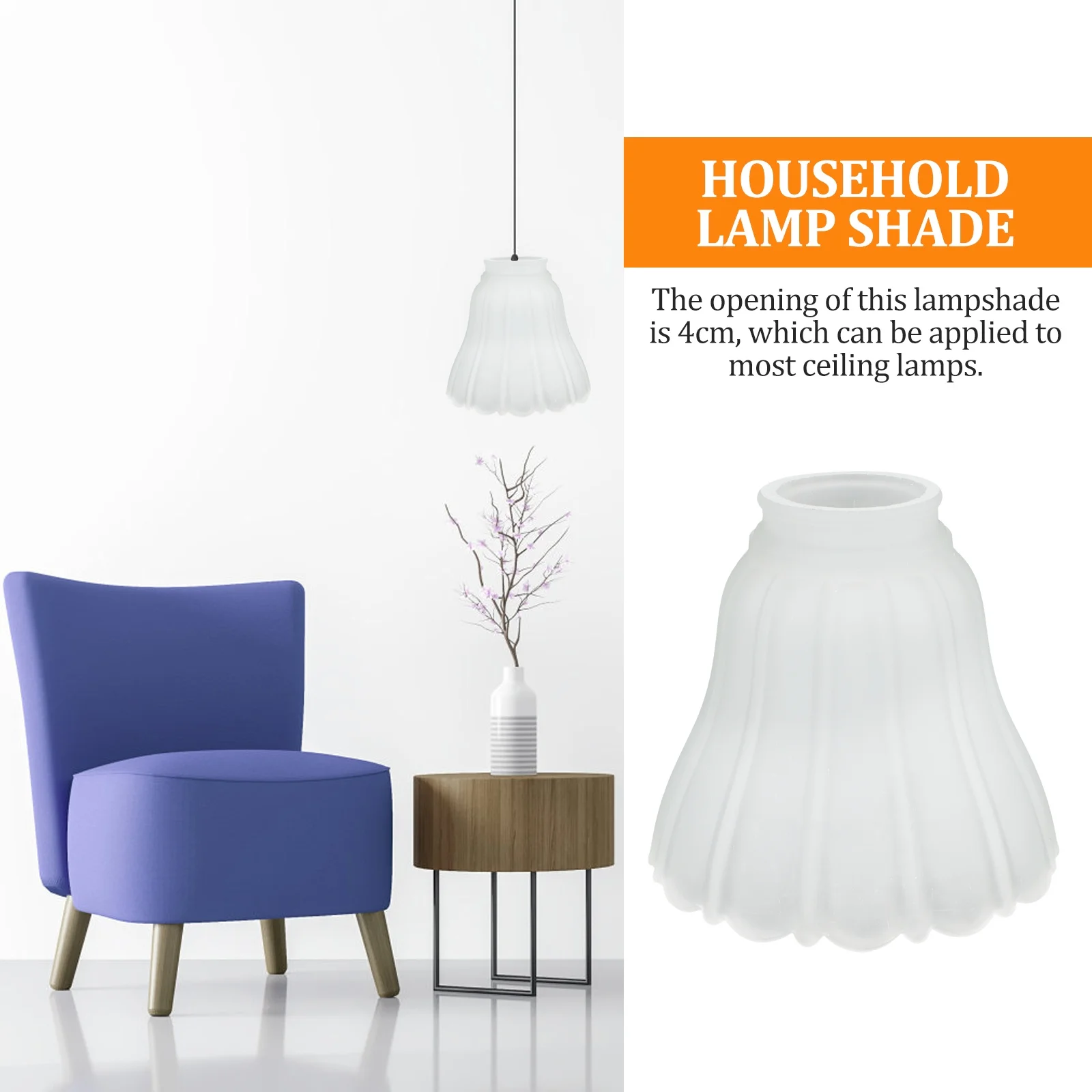 

Small Frosted Glass Lamp Shade Cover Durable Indoor Lamp Fixture Replacement for Ceiling Fan Pendant Light Household Lighting