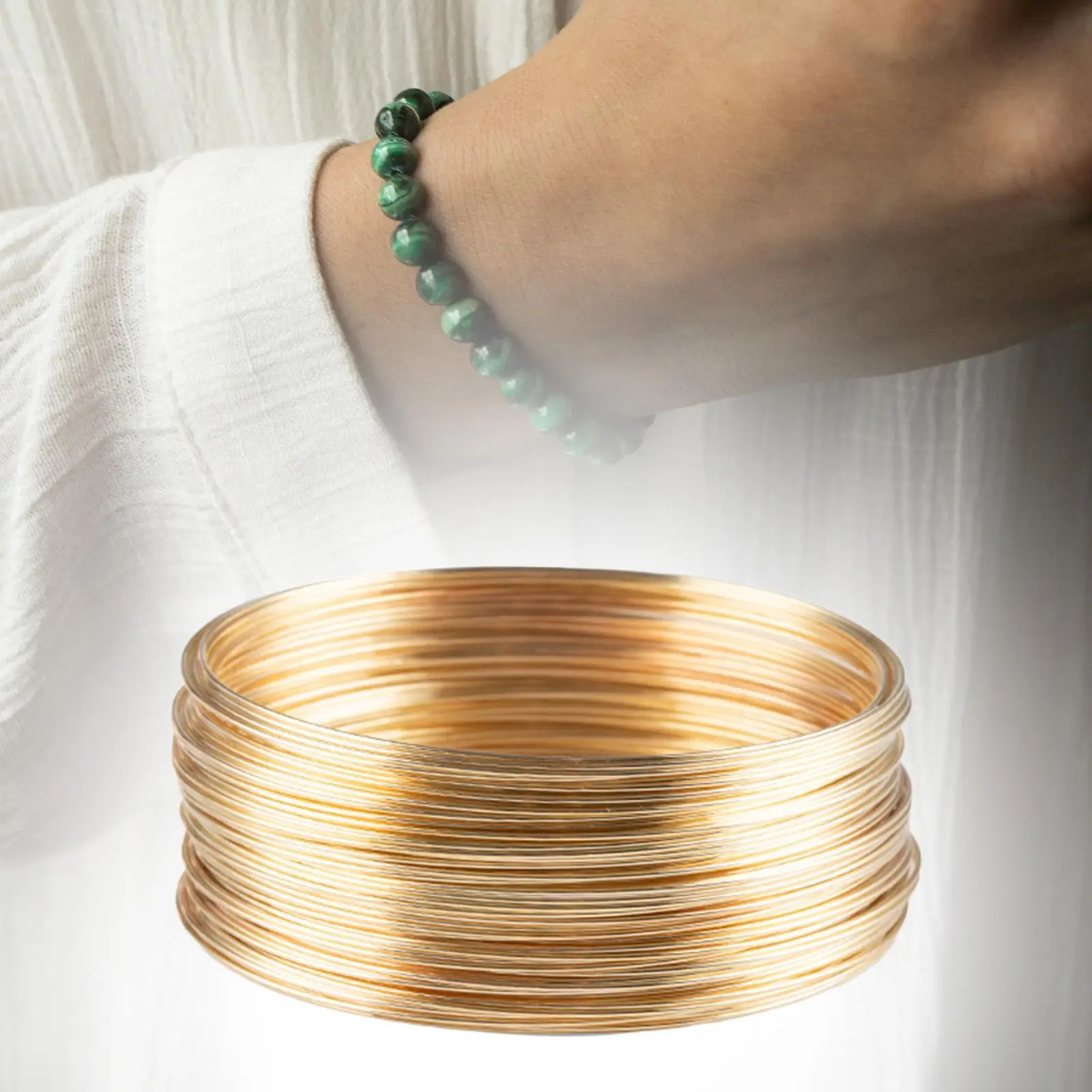 2x50 Loops Jewelry Wire Memory Wire for Jewelry Making DIY for Bracelet Bangle Light Gold