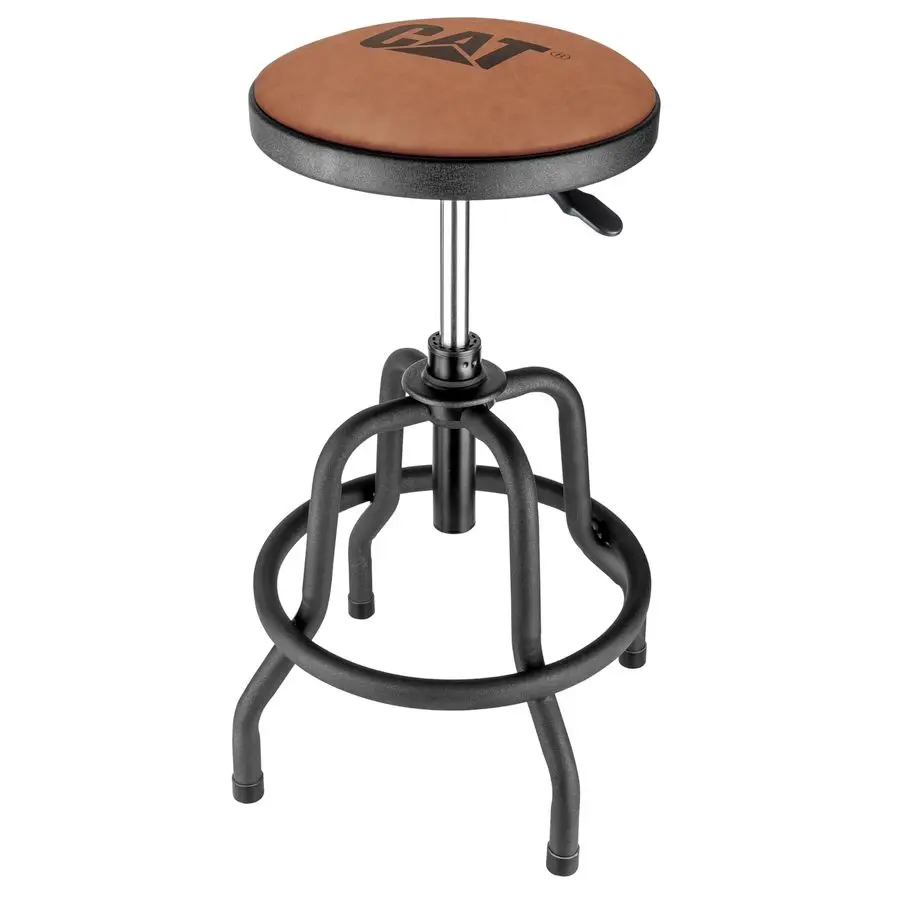 

Rustic Designer Shop Stool, FauxLeather Seat Cushion, Adjustable Height Brown Black 980841ECE