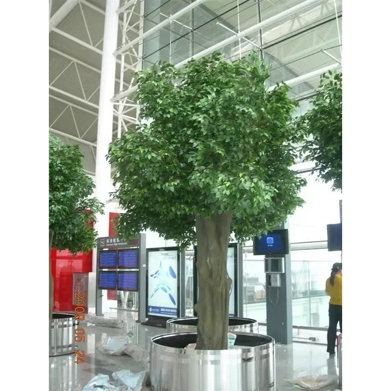 Customized Gold Green Artificial Banyan Tree for Outdoor Indoor Home Decor Plastic Ficus Tree