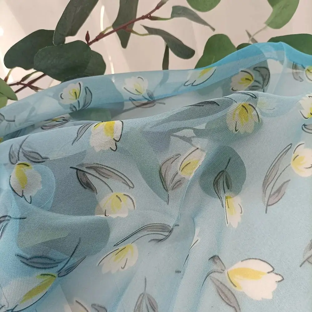 

1Pcs Durable Elegant Headband Shawl Chiffon Georgette Magnolia Flower Print Silk Scarf Thin Bandana Scarf Summer Beach